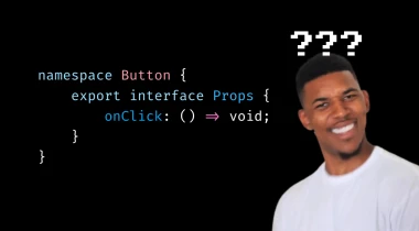 Code snippet showing a confusing TypeScript namespace pattern